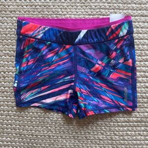 Reebok Girls Compression Shorts Size XS (6-8) Multicolor Abstract Print
